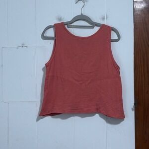 Coin 1804 Los Angeles Coral Pink Cotton Gauze Crossover Tulip Back Tank Top M